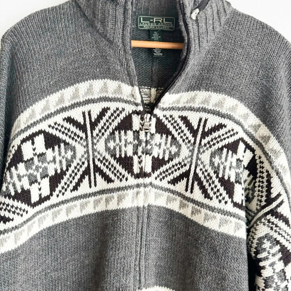 Ralph Lauren Active Wool Blend Zip up Cardigan w Hood  XL - Picture 2 of 5